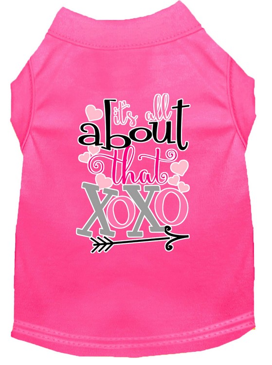 All about that XOXO Screen Print Dog Shirt Bright Pink XS